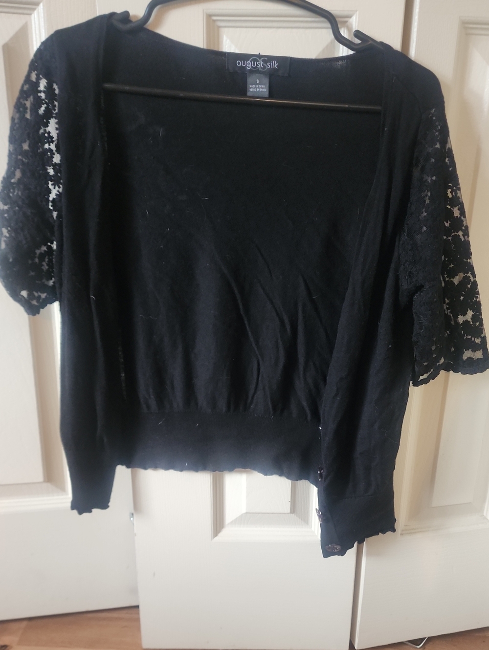 august silk Black Lace Sleeve Women's Cardigan